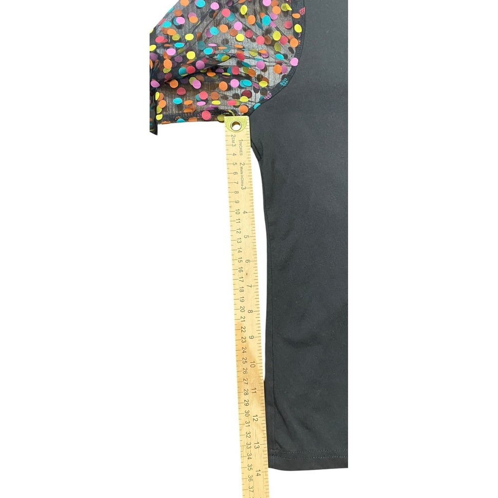 Shein Top Womens XL Black V Neck Colorful Polka Dot Sleeve Blouse - Picture 8 of 9